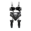 Varsbaby Sexy Lace Lingerie Set - Underwire Half Cup Push Up Bra Set - Bra+Panties+Garter+Stockings - Full Set. 
