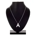 Initial Letter Stainless Steel Silver Alphabet Pendant Necklace Monogram charm cubic zirconia Jewelry Gifts. 