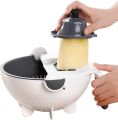Magic Vegetable Cutter with Drain Basket 9 in 1 Multi-functional Kitchen Veggie Fruit Shredder Grater Slicer. 