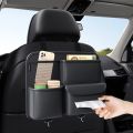 Car Backseat Organizer, Hanging PU Leather Car Seat Storage Box, Tissue Box and Cup Holder. 