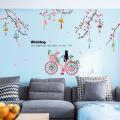 Flower Paris Eiffel Tower Street Bike Flower Girl SK9357 3D Wall Stickers For Kids Room Wall Decoration Stickers. 