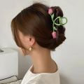 Large Pink Tulip Claw Clip Flower Hair Claw Clip Girl Elegant Hair Clips Headband Hairpin Hair Crab Hair Accessories Bath Clip. 