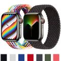 2022  Black Unity  Official colorful Braided Nylon Elastic Solo Loop Compatible with i  Watch 7 SE 6 Strap 41mm 45mm  44mm 40mm watchband for I Watch Serie 5 4 3 Belt Bracelet 38mm 42mm. 