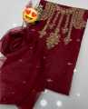 MSJ Fabrics New Arrival 3 Pcs Fancy Handmade Embroidery Organza Unstitched Dress For Women/Ladies. 