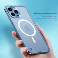 Jaster electroplated metal frame case for iPhone 11 12 13 14 Pro Max 12 13 mini 14 frosted translucent acrylic back plate cases. 