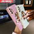 JIUMOO For Samsung Galaxy A32 4G Case Cartoon Cute Squirrel Luxury Plating Side Phone Cases Pattern Silicone Casing Full Cover Camera Protection Shockproof Softcase. 