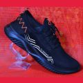 Black Men Sports black Sneaker Running Walking Gym Casual Fashion Shoes. 