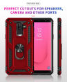 Lereach For Samsung Galaxy J8 2018 Mobile Phone Case TPU+PC Hard Ring Car Ring Bracket Shockproof Back Cover. 