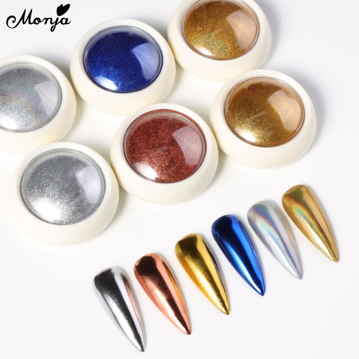 Monja Metallic Chrome Magic Mirror Powder Laser Nail Art Glitter Dust Metal Effect Nail Glitter DIY Nail Art Docoration