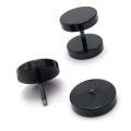 Punk Round Black Stainless Steel Ear Stud Piercing Earrings 6mm / 1cm for  Women. 