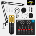 【100% METAL】 Vintage BM800 Condenser Microphone KIT with SoundCard for Studio Recording ~ Home Studio Setup for PodCasting, Computer, Live Streaming, Gaming, Singing, ASMR with Mic Suspension, Scissor Arm, XLR Cable, Shock Mount & Pop Filter ~ FunBug. 