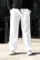 White Relaxed Straight Baggy Loose Bottom Trouser For Men. 