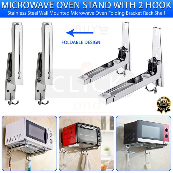 Microwave%20Oven%20Stand%20With%202%20Hooks%20-%20304%20Stainless%20Steel%20Wall%20Mounted%20Microwave%20Oven%20Bracket%20Rack%20Shelf%20-%20Folding%20Wall%20Mount%20Rack%20for%20Microwave%20Kitchen%20Organizer%20/%20Microwave%20Oven%20Rack%20Shelf%20/%20Microwave%20Oven%20Storage%20Rack%20/%20Folding%20Wall%20Bracket%20for%20Microwave%20-%20Image%202