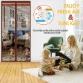 Magic Mesh Embroidery Pattern Magnetic Screen Door, Easy to Install Hands Free Mesh Curtain - Self Sealing, Heavy Duty Magnets Retractable Screen for Pets- Size- 3.5 feet * 7 feet- 4feet * 6.5feet. 