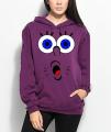 Cartoon Purple Fleece Cotton Winter Hoodie For Women. 