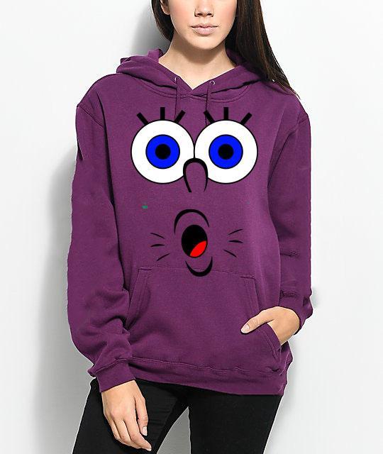 Cartoon Purple Fleece Cotton Winter Hoodie For Women