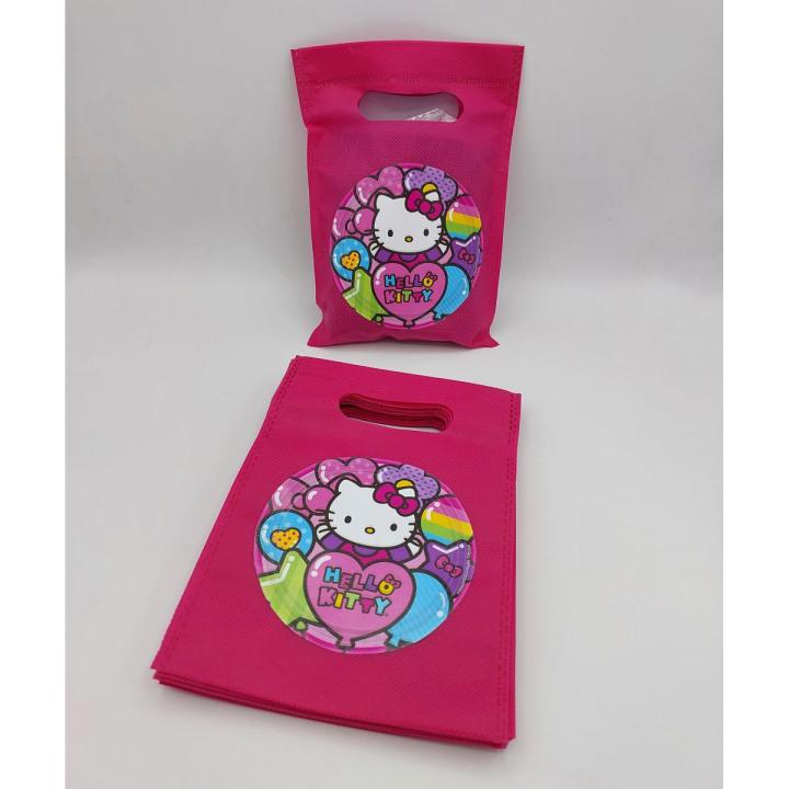 HELLO KITTY THEME FABRIC BAGS PACK OF 10 GOODY BAGS