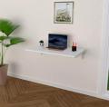 Foldable Wooden Wall Mount Laptop Table/Computer Table/Dvd Player Table Rack With White Foldable Brackets/Smart Office Table. 