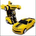 Battery Operated Automatic Robot Transform Car Toy with Light and Sound for Kids Rechargeable 360°Rotating Race Car Toys for Kids. 