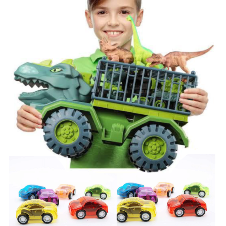 Big Dinosaur Car Truck Telur Dinosaur Set Jurassic Toys With 10 Extra Cars