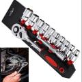 12pcs Spanner Socket 1/2 Inch Drive Socket Set Ratchet Wrench - Drive Socket Set with 10 Sockets 10-15,17,19,22,24mm and 2 Way Quick Released, Professional Ratchet Handle and Extension Bar. 