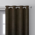 Dark Brown Jute Rod Pocket Window Curtain Panel for Living Room. 