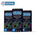 Durex Condoms Extended Pleasure 12 Pieces - Pack of 3. 