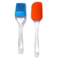 Silicone Spatula With Brush (One Set), Non-Stick, High Heat Resistant with Transparent Handle For Cooking/Baking, Kitchen Utensil, Multicolour. 