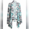 Sea Green Woolen Irregular Geometric Cardigan Women - Ch#Wwc-00003.1. 