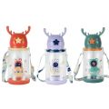 Kids Sipper Water Bottle with Straw Strap And Stricker Sipper Water Bottle Plastic Bottle Leakproof 600ML Sipper Bottle For Boy Girl Kids. 
