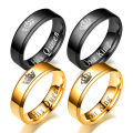 Bague De Mariage En Or His Queen Her King Printed Engravable Couple Rings Titanium Steel Crown Rings for Women and Men. 