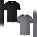 Mens Black Charcoal Plain Cotton T-shirt Pack of 2 T shirt Adult Boys Top Tee. 