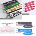 Moq 50 pcs Custom Keychain With Embroidery PVC Rubber Woven Printed Technics Customize Brand Logo Fabric Key Chains For Bag Tag. 
