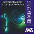 AVA ORIGINAL SPECIAL CHARGING AND DATA COPPER CABLE MICRO USB PORT 7 COLOR CHANGING LIGHTS CABLE FOR ALL MOBILES. 