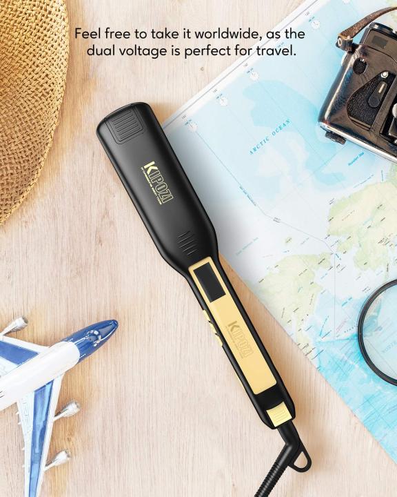 KIPOZI%20Professional%20Titanium%20Flat%20Iron%20Anti-Static%20Hair%20Straightener%20with%20Digital%20LCD%20Display,%20Dual%20Voltage,%20Instant%20Heating,%201.75%20Inch%20Wide%20%20Plates%20%20Black.%20UK%20Plug%20-%20Image%207