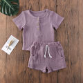 2pcs Toddler Kids Baby Girl Boys Outfits Short Sleeve Cotton and linen Button T-shirt tops+shorts Clothes set 2020 Summer 2 orders. 