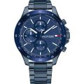 Tommy Hilfiger Wrist Watch For Men Quartz Stainless Steel Blue Dial 46mm Watch 1791720. 