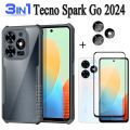 For Tecno Spark Go 2024 2023 Shockproof Phone Case Pova 5 Pro Tempered Glass Film 3 in 1 Camera Lens Glass Screen Protector. 