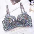 Women Flower Print  Floral Push Up Bras One-Piece Underwear For Girls and Women. 