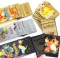 55 Pcs Pokémon Gold Foil Cards Set – English TCG Anime Cartoon Pokémon Cards, Rare Collector’s Edition Box, Golden Edition Gift Pack for Kids & Fans. 