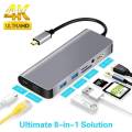 LC-dolida 8 in 1 USB C Ethernet Hub,Type C to HDMI + SD/TF Card Readers Adapter Compatible with MacBook,MacBook Pro,Samsung DeX for Galaxy S9,S8,Note 9,8,Nintendo Switch. 