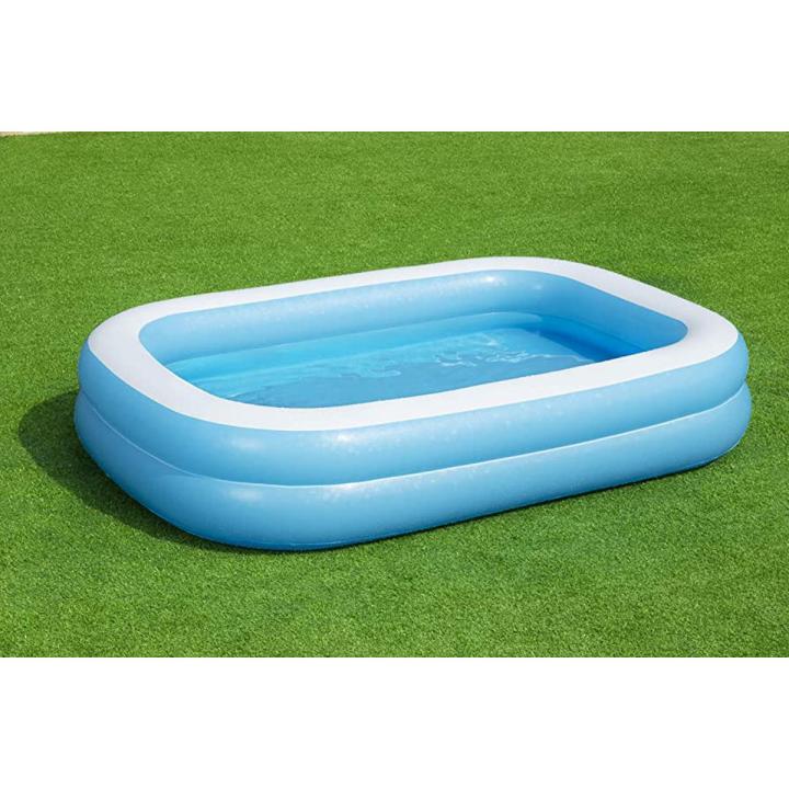 BESTWAY 54006 Family Rectangular Inflatable Pool, 8'7" x 69" x 20", Blue/White