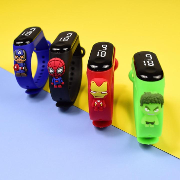 Disney Spiderman Hulk Iron Man Kids Digital WatchChildren's Watch Sports Touch Electronic LED Waterproof Kids Watch Gifts
