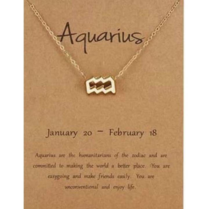 Aquarius Female Elegant Star Zodiac Sign 12 Constellation Necklaces  Pendant Charm Gold Chain Choker Necklaces for Women Jewelry Cardboard