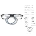 【Footprint】 Man Hanging Neck Reading Glasses Portable TR90 Magnet Reading Glasses Long Legs Telescopic Headset (Spectacle Degree Options: +100, +125, +150, +175, +200, +225, +250, +275, +300, +325, +350). 