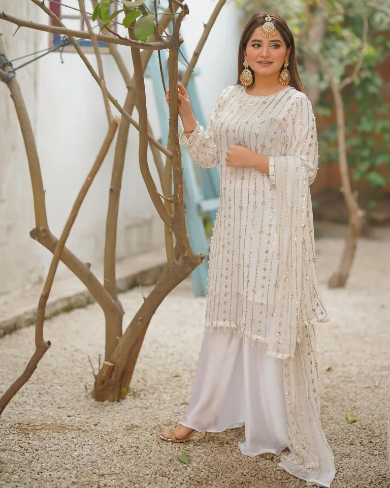 white christmas dresses Hania Amir Wear Wedding Collection Gharara Soft Net 3pc Dress – GoodLuck  Collections