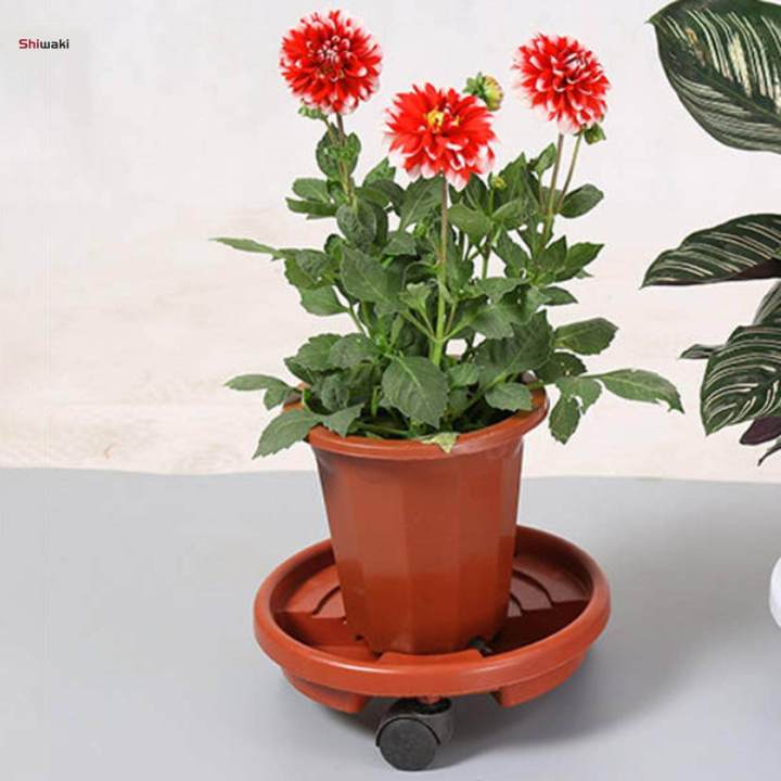 Plant Saucer Rolling Plant Stand with Wheels Planter Trolley Round Flower Pot Mover 25cm