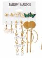 Korean Vintage Butterfly Pearl Earrings Set For Women Beautiful Earrings for girls Circle Drop Earring Gold Color Acrylic Geometric Pendant Tassel Beautiful jumkha for girls Trendy Jewellery. 