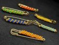 Fancy Golden Color Diamonds Designer Safety pin Saree pin one Side of Safety pin - Pack of 6. 