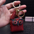 Leather Owl Coin Purse Keychain Creative Cute Headset Storage Bag Keyring for Women Men Car Key Pendant Gift New Cartoon. 